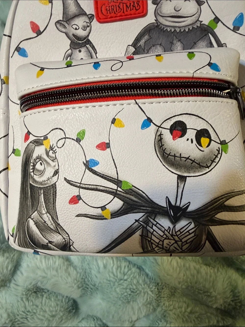 The Nightmare Before Christmas Mini Backpack - White with Holiday Lights